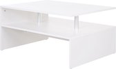 Medina Arlington Salontafel - Bijzettafel - Opbergruimte - 90 x 60 x 42 cm - Bewerkt Hout - Aluminium - Wit