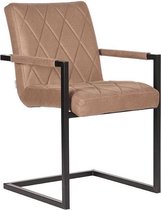 Nancy's Eetkamerstoel Denmark - Stoel - Eetkamerstoelen met armleuning - Industrieel - Microfiber - Stone - 55 x 55 x 85 cm