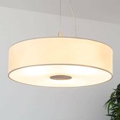 Lindby - Hanglamp - 3 lichts - stof, glas, metaal - H: 12 cm - E27 - wit, mat nikkel
