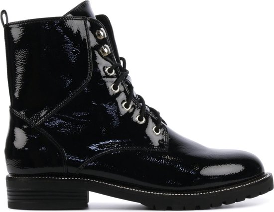 PS Poelman Vrouwen Leren Veterboots / Laarzen / Damesschoenen 0166-7 -  Zwart - Maat 36 | bol.com
