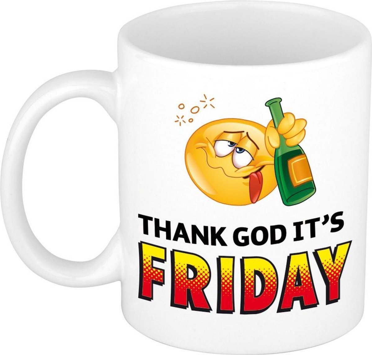 Thank god its friday kado mok / beker wit met smiley - cadeau collega