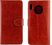 Huawei Mate 30 Hoesje - Mobigear - Wallet Serie - Kunstlederen Bookcase - Bruin - Hoesje Geschikt Voor Huawei Mate 30