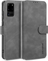 caseme - Hoesje geschikt voor Samsung Galaxy S20 Ultra - met magnetische sluiting - ming serie - leren book case - grijs