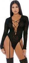 Feline Lustful Long Sleeve Teddy - Black