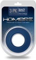 Hombre Snug-Fit Silicone Thin C-Rings - 3 pack - Navy - Cock Rings