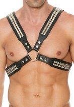 Men's Pyramid Stud Body Harness - Premium Leather - Black