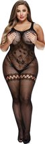 Baci - Kruisloze Catsuit Met Jarretel Look - Curvy