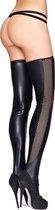 Wetlook and Fishnet Stockings - Black -