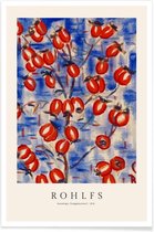 JUNIQE - Poster Rohlfs - Rosehips -40x60 /Blauw & Rood