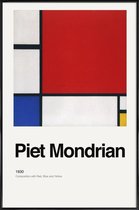 JUNIQE - Poster in kunststof lijst Mondrian - Composition with Red,