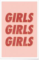 JUNIQE - Poster Girls Red -13x18 /Oranje & Rood