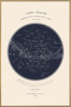 JUNIQE - Poster met kunststof lijst Carte du Ciel -20x30 /Blauw