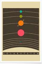 JUNIQE - Poster Vintage zonnestelsel reizen -30x45 /Oranje & Rood