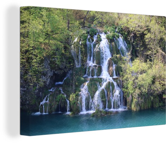 Chutes d'eau qui coule dans le parc national des lacs de Plitvice Toile 120x80 cm - Tirage photo sur toile (décoration murale salon / chambre)