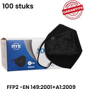 MEIYO FFP2 Zwart - gezichtsmasker - 100 stuks, individueel verpakt | Hoge filtratie - 5 lagen | EN149 CE-gecertificeerd | Hypoallergeen | Vloeistofbestendig | Oorlussen en aanpasba