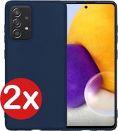 Samsung Galaxy A72 Hoesje Siliconen Case Cover - Samsung A72 Hoesje Cover Hoes Siliconen - Donker Blauw - 2 PACK