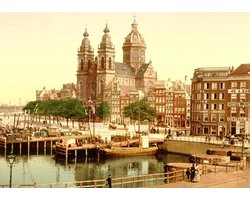 Oud Stadsgezicht Amsterdam - St. Nicolaaskerk Prins Hendrikkade - Oude Foto Print op Poster A1 84x59cm