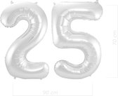 Ballon Cijfer 25 Jaar Zilver 70Cm Verjaardag Feestversiering Met Rietje