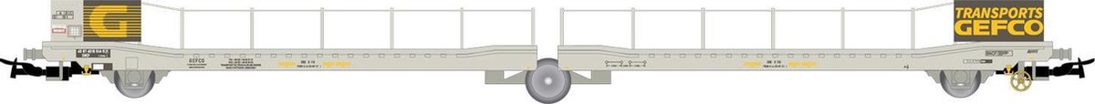 Jouef - Gefco 3-axle Flat Wagon Ladks Grey Empty Iv-v (6/21) * - JOU-HJ6208