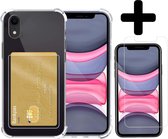 Hoes voor iPhone XR Hoesje Pasjeshouder Case Met Screenprotector - Hoes voor iPhone XR Pasjeshouder Card Case Hoesje Met Screenprotector - Transparant