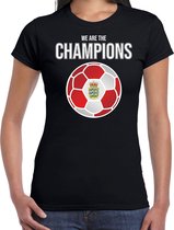 Denemarken EK/ WK supporter t-shirt - we are the champions met Deense voetbal - zwart - dames - kleding / shirt M