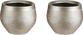 Set van 3x stuks bloempotten goud keramiek voor kamerplant H13 x D16 cm - Mica Decorations plantenpotten