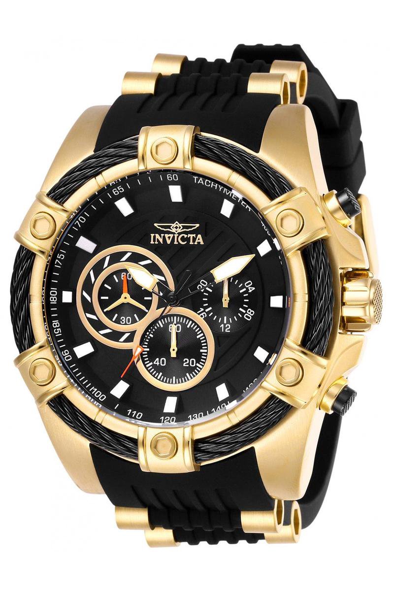 Invicta Bolt 26818 Heren Horloge - Waterdicht - Analoog - Quartz Uurwerk - Roestvrij Staal met zwarte Wijzerplaat - 52mm
