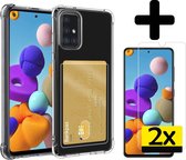 Étui porte-cartes Samsung A71 avec 2x protecteur d'écran - Étui porte-cartes Samsung Galaxy A71 avec 2x protecteur d'écran - Transparent