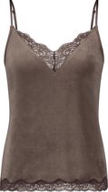 Hunkemöller Dames Nachtmode Cami Velours Lace  - Bruin - maat L