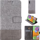Voor Galaxy A90 5G MUMXA MX102 Horizontale flip canvas stiksels lederen tas met houder & kaartsleuven & portemonnee (grijs)