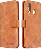 Voor Galaxy A60 Diaobaolee Pure Verse Textuur Horizontale Flip Leren Case, met Houder & Kaartsleuf & Portemonnee & Fotolijst (Geel)