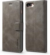 Voor iPhone 8 Plus / 7 Plus LC.IMEEKE Horizontale lederen flip-hoes met kalfsleer, met houder en kaartsleuven en portemonnee (grijs)