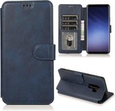 Voor Samsung Galaxy S9 Kalfs Textuur Magnetische Gesp Horizontale Flip Leren Case met Houder & Kaartsleuven & Portemonnee & Fotolijst (Blauw)