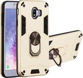 Voor Samsung Galaxy J4 (2018) 2 in 1 Armor Series PC + TPU beschermhoes met ringhouder (goud)