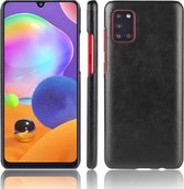 Voor Galaxy A31 Shockproof Litchi Texture PC + PU Case (Zwart)