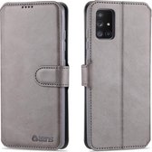 Voor Samsung Galaxy A71 5G AZNS Kalfsstructuur Horizontale Flip Leren Case, met Houder & Kaartsleuven & Portemonnee & Fotolijst (Grijs)