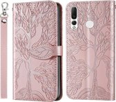 Voor Huawei P smart Z Life of Tree Embossing Pattern Horizontale Flip Leather Case met Houder & Card Slot & Portemonnee & Fotolijst & Lanyard (Rose Gold)