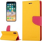 GOOSPERY FANCY DAGBOEK voor iPhone X / XS Cross Texture Horizontale Flip Leren Case met Kaartsleuven & Portemonnee & Houder (Geel)