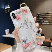 Bloemenpatroon Polsband Zachte TPU-beschermhoes voor iPhone X & XS (Bloemenpolsband model C)