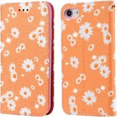 Voor iPhone SE 2020/8/7 Glinsterende Daisy Magnetische Horizontale Flip Leren Case met Houder & Kaartsleuven & Fotolijst (Oranje)