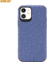Voor iPhone 11 ENKAY ENK-PC031 Business Series Denim Texture PU-leer + TPU Soft Slim Case Cover (blauw)