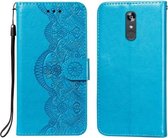 Voor LG Stylo 4 Flower Vine Embossing Pattern Horizontale Flip Leather Case met Card Slot & Holder & Wallet & Lanyard (Blue)