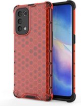 Voor Oppo Reno5 Pro 5G schokbestendige honingraat pc + TPU-hoes (rood)