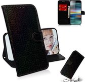 Voor Sony Xperia 10 Effen Kleur Kleurrijke Magnetische Gesp Horizontale Flip PU Lederen Case met Houder & Kaartsleuven & Portemonnee & Lanyard (Zwart)