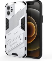 Punk Armor 2 in 1 PC + TPU schokbestendig hoesje met onzichtbare houder voor iPhone 12 (wit)