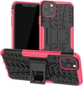 Voor iPhone 11 Pro Max Tyre Texture TPU + PC schokbestendig hoesje met houder (roze)