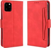 Wallet Style Skin Feel Kalfspatroon lederen hoes voor iPhone 11 Pro Max, met aparte kaartsleuf (rood)