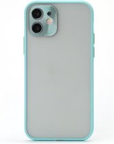 Volledige dekking TPU + pc-beschermhoes met metalen lensafdekking voor iPhone 12 Pro (hemelsblauwgroen)