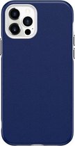 Zakelijke stijl PU + pc-beschermhoes voor iPhone 12/12 Pro (blauw)