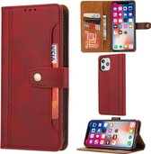 Kalfsstructuur Dubbele vouwsluiting Horizontale flip lederen tas met fotolijst en houder & kaartsleuven en portemonnee voor iPhone 12/12 Pro (rood)